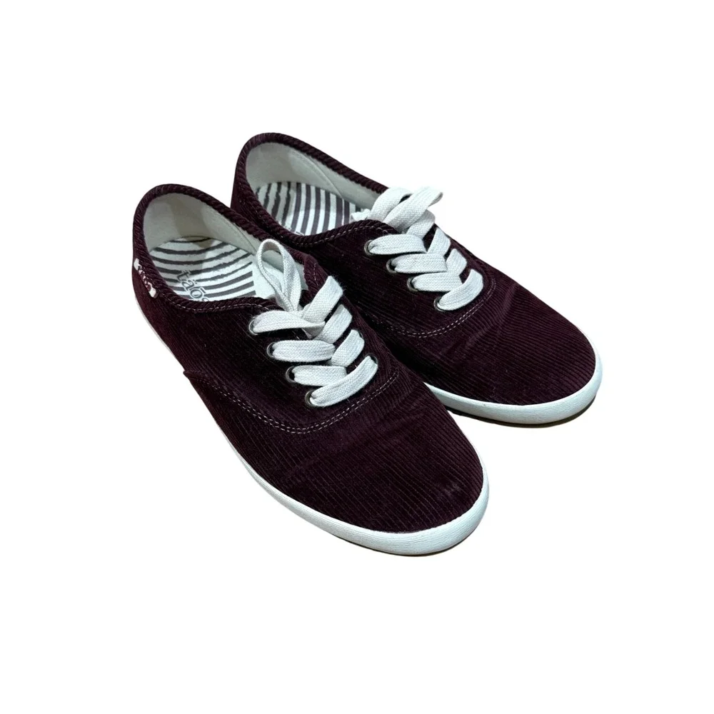 Taos Guest Star Burgundy Corduroy Sneakers Women 8 Casual Lace Up Shoes Comfort